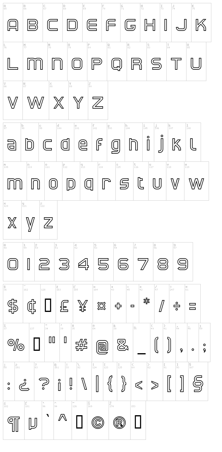 CAT North Licht font map